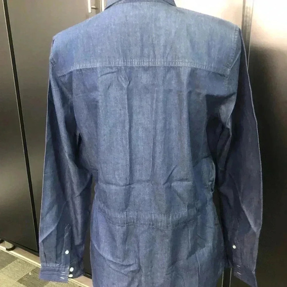 Liz Claiborne Blue Jean long length,button down,elastic tie waist,chest pockets - Picture 2 of 9